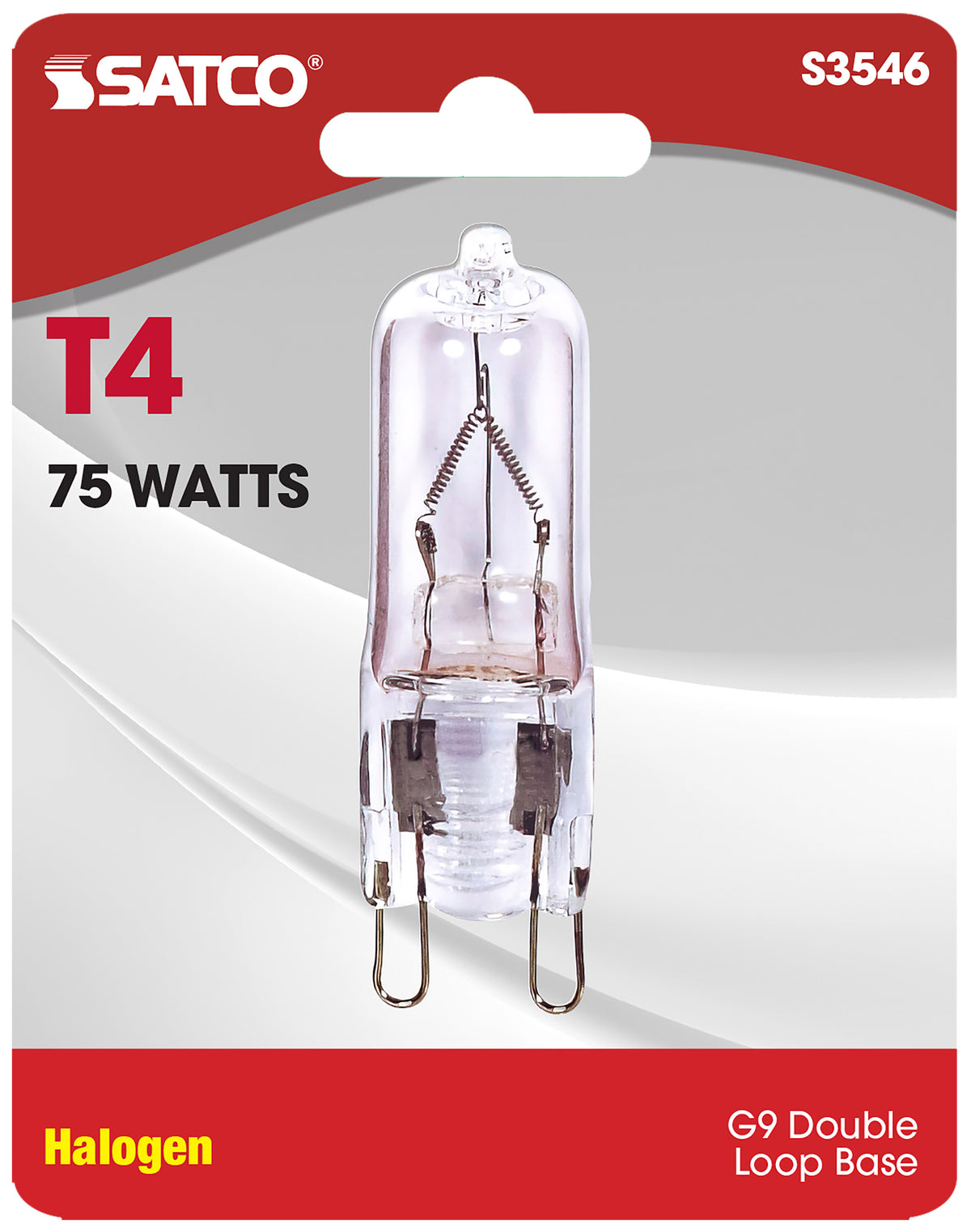 75 Watt - Halogen - T4 - Clear - 2000 Average rated hours - 1250 Lumens - Double Loop base - 120 Volt - Carded