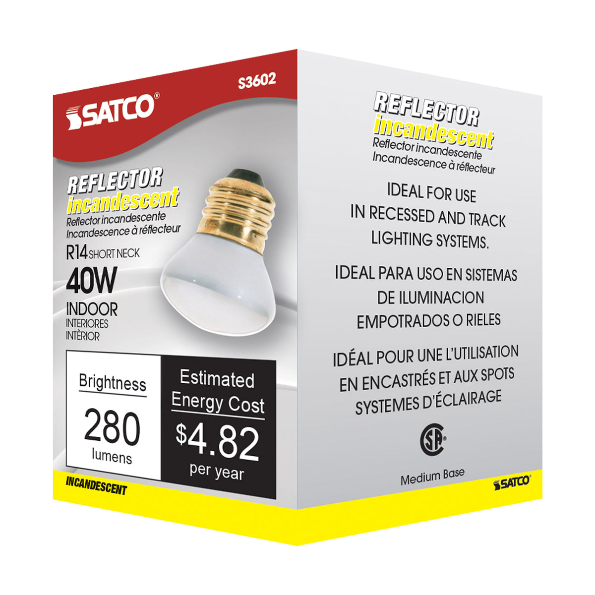 40 Watt R14 Stubby Incandescent - Clear - 1500 Average rated hours - 280 Lumens - Medium base - 120 Volt