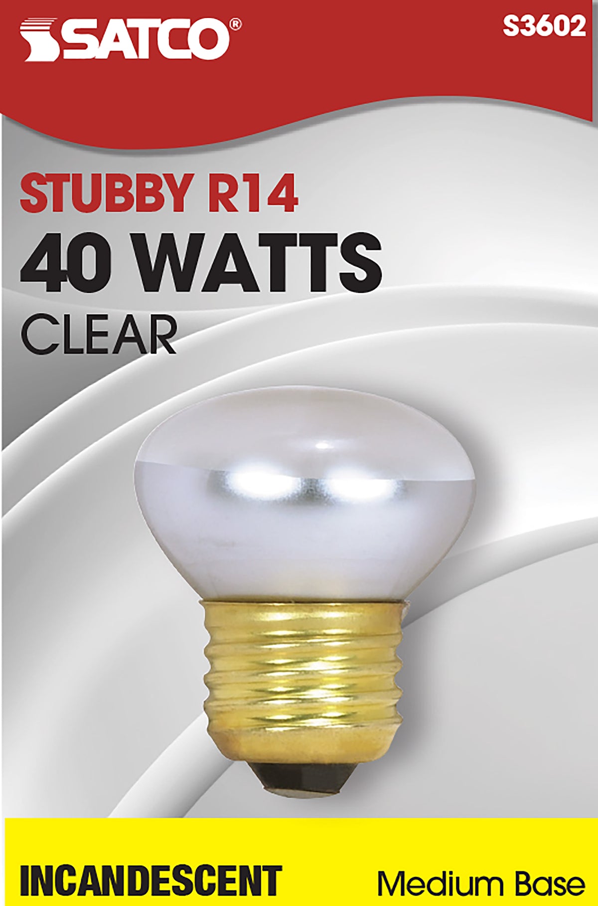40 Watt R14 Stubby Incandescent - Clear - 1500 Average rated hours - 280 Lumens - Medium base - 120 Volt