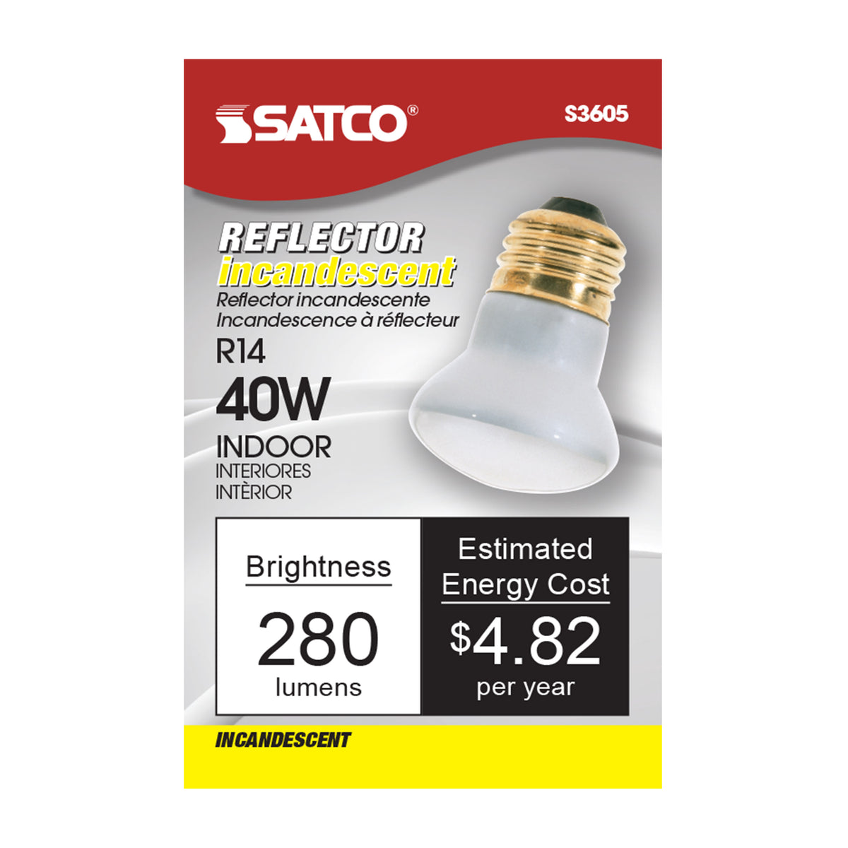 25 Watt R14 Incandescent - Translucent - 1500 Average rated hours - 135 Lumens - Medium base - 120 Volt