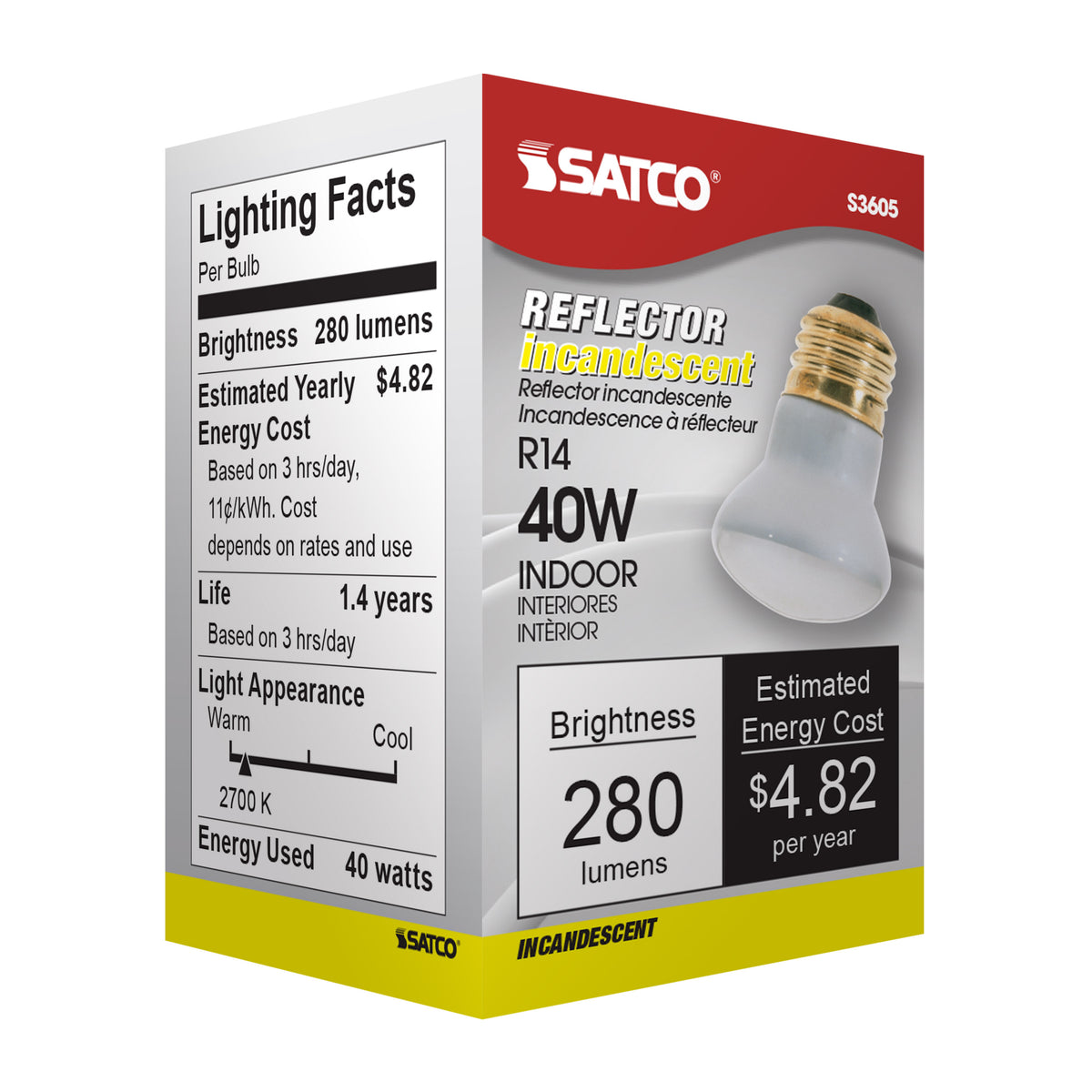 25 Watt R14 Incandescent - Translucent - 1500 Average rated hours - 135 Lumens - Medium base - 120 Volt