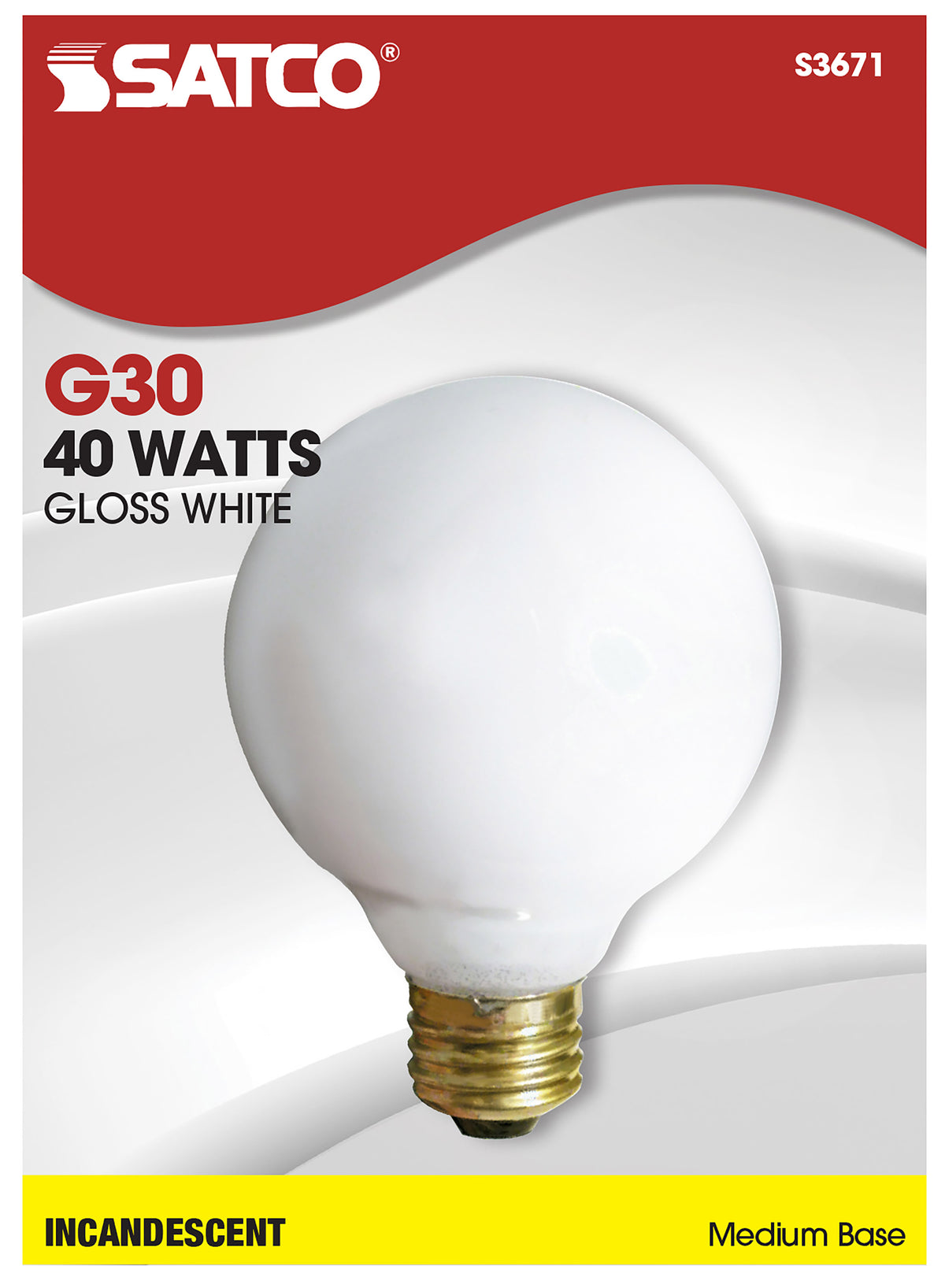 40 Watt G30 Incandescent - Gloss White - 2500 Average rated hours - 300 Lumens - Medium base - 120 Volt