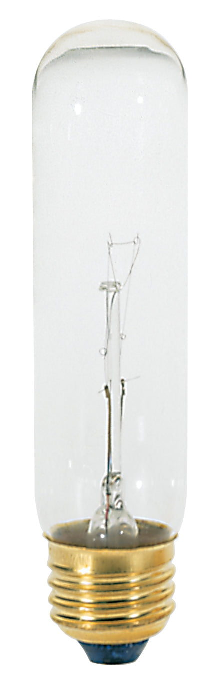 25 Watt T10 Incandescent - Clear - 2000 Average rated hours - 200 Lumens - Medium base - 120 Volt - Carded