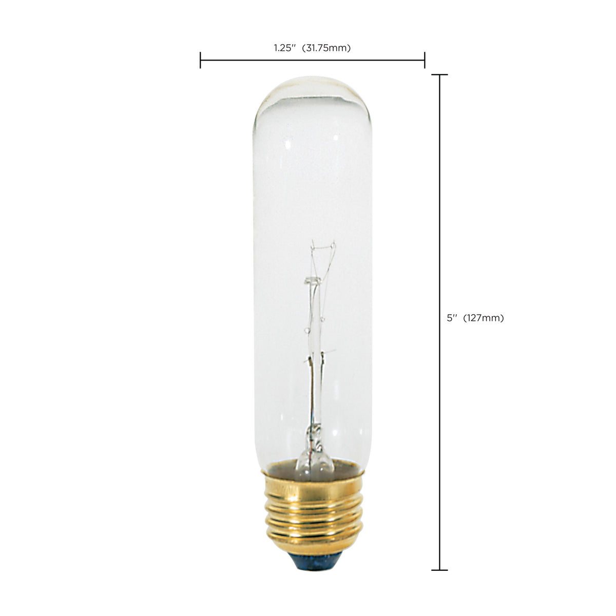25 Watt T10 Incandescent - Clear - 2000 Average rated hours - 200 Lumens - Medium base - 120 Volt - Carded