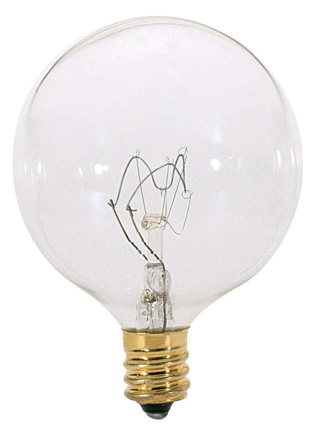 25 Watt G16 1/2 Incandescent - Clear - 1500 Average rated hours - 232 Lumens - Candelabra base - 120 Volt - 2-Card lighting