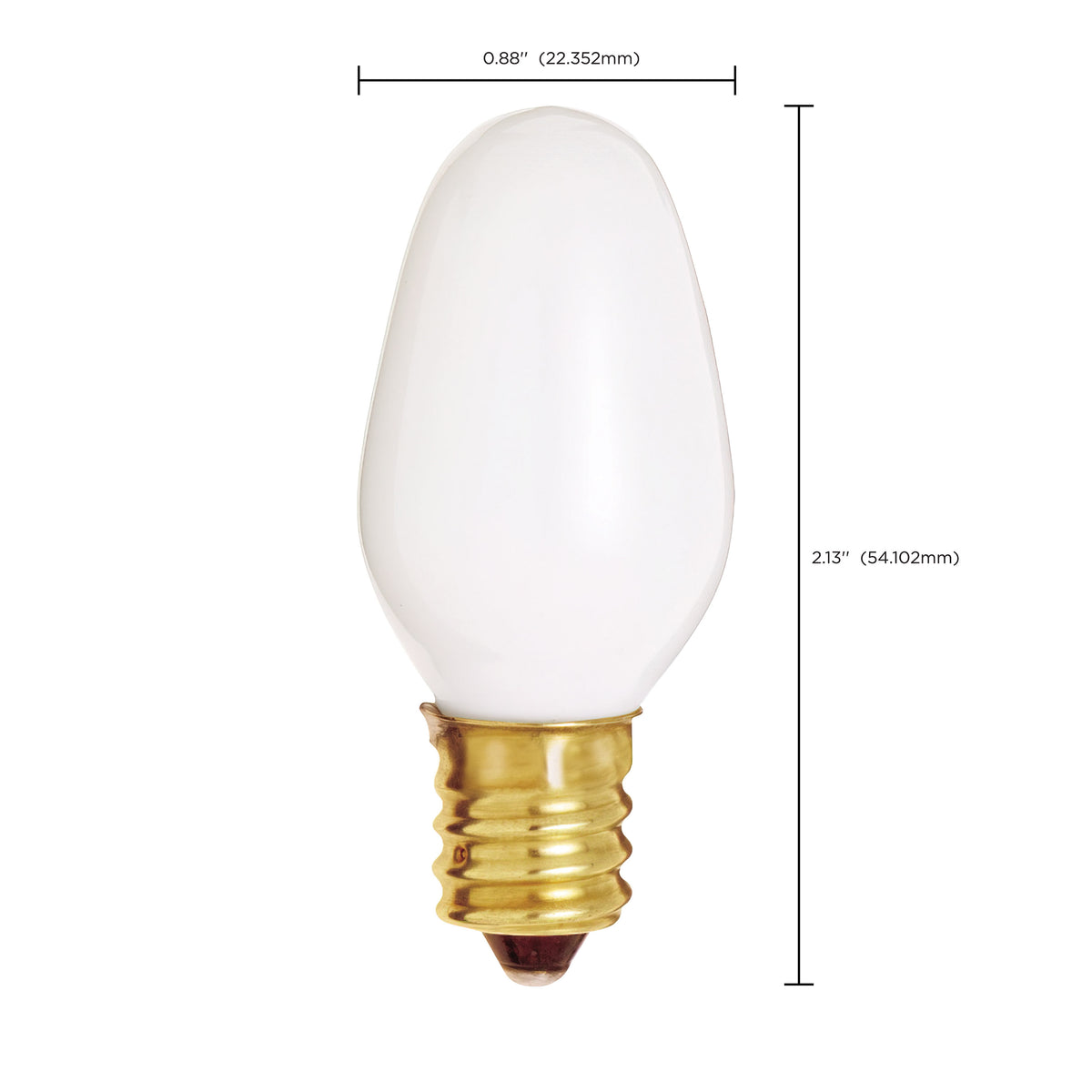 7 Watt C7 Incandescent - White - 3000 Average rated hours - 28 Lumens - Candelabra base - 120 Volt - 2-Card