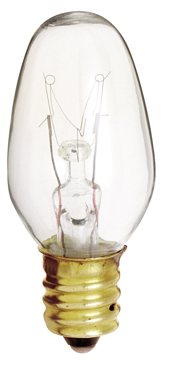 4 Watt C7 Incandescent - Clear - 3000 Average rated hours - 16 Lumens - Candelabra base - 120 Volt - 2-Card product image