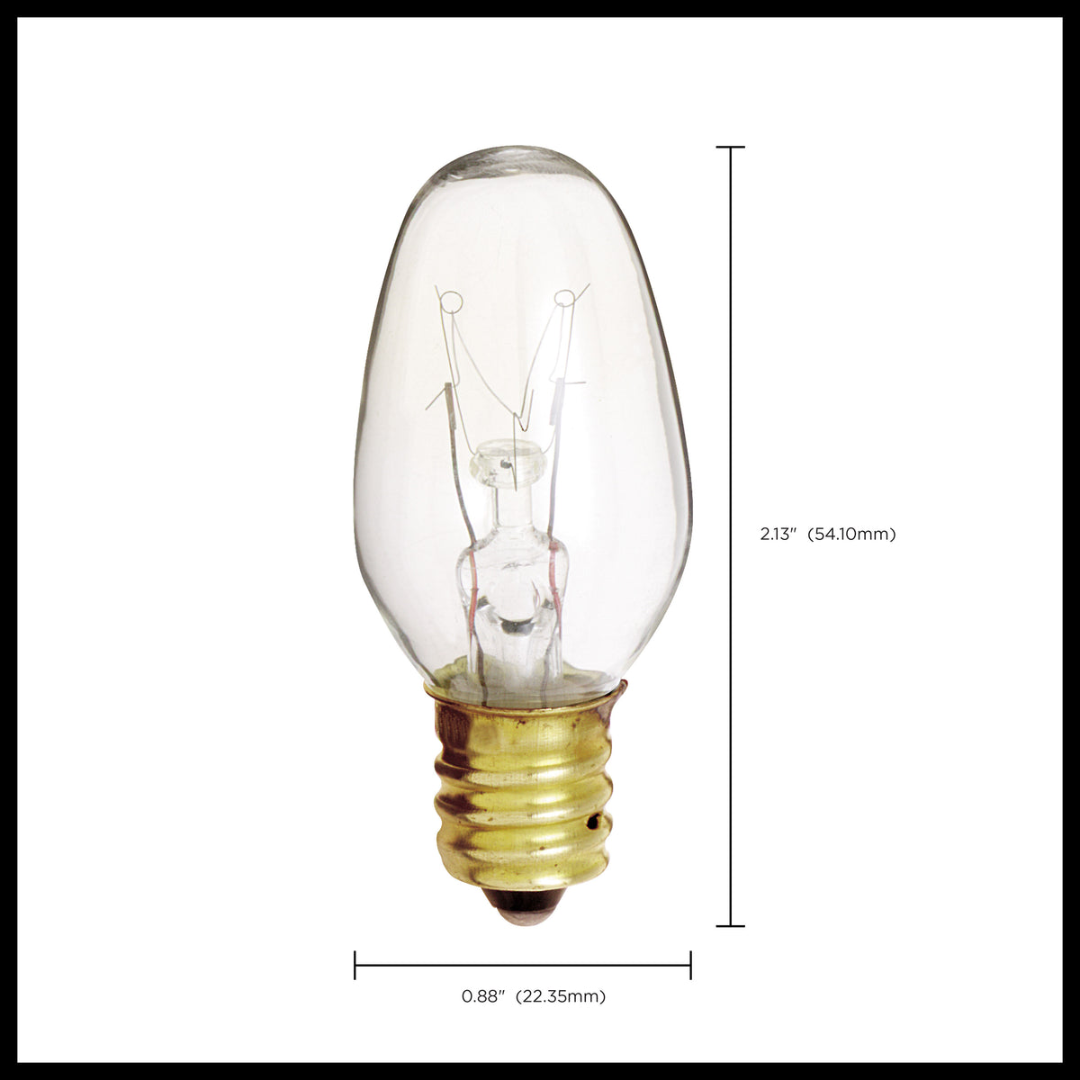 4 Watt C7 Incandescent - Clear - 3000 Average rated hours - 16 Lumens - Candelabra base - 120 Volt - 2-Card