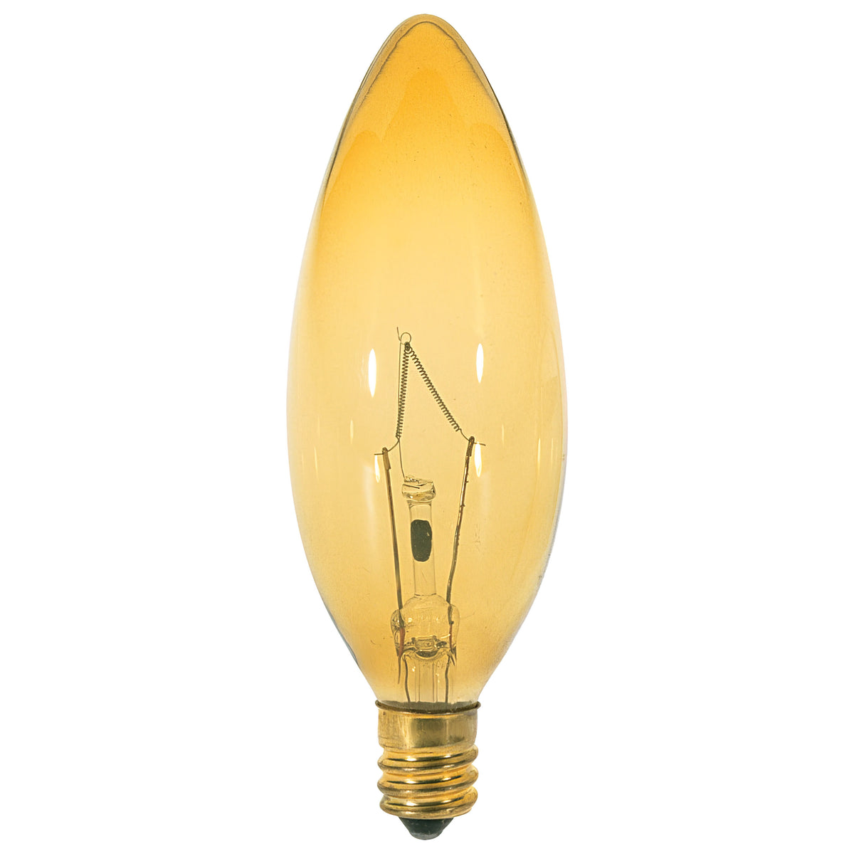 25 Watt BA9 1/2 Incandescent - Transparent Amber - 1500 Average rated hours - Candelabra base - 120 Volt product image