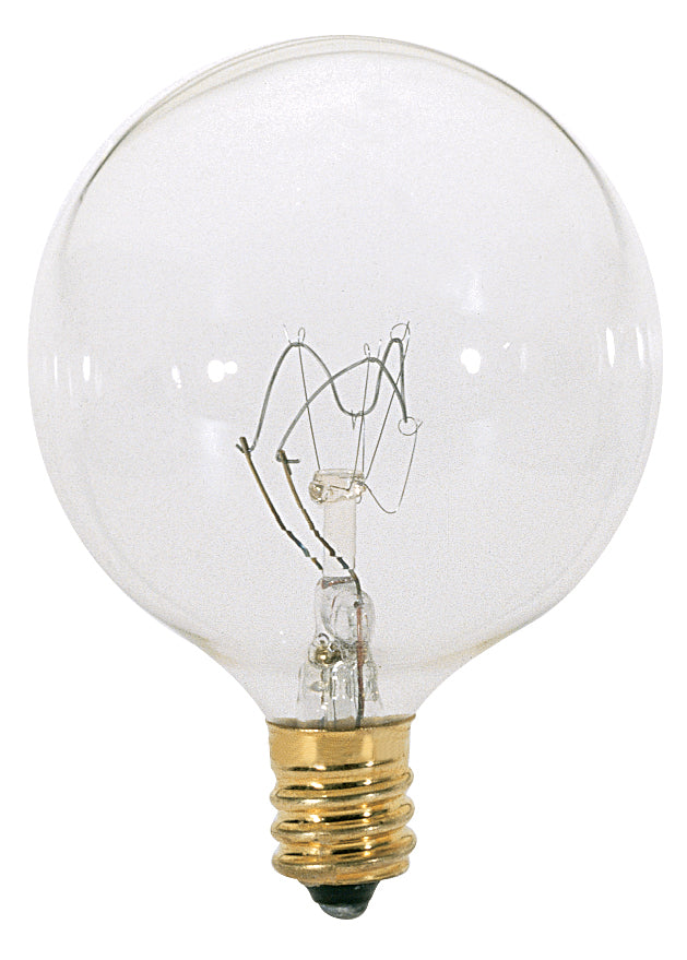 25 Watt G16 1/2 Incandescent - Clear - 1500 Average rated hours - 232 Lumens - Candelabra base - 120 Volt
