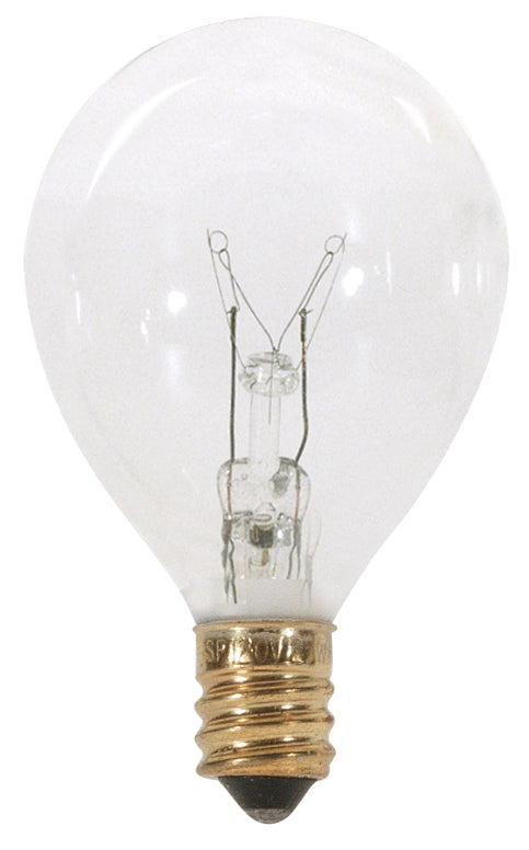 10 Watt G12 1/2 Pear Incandescent - Clear - 1500 Average rated hours - 60 Lumens - Candelabra base - 120 Volt bulb or fixture