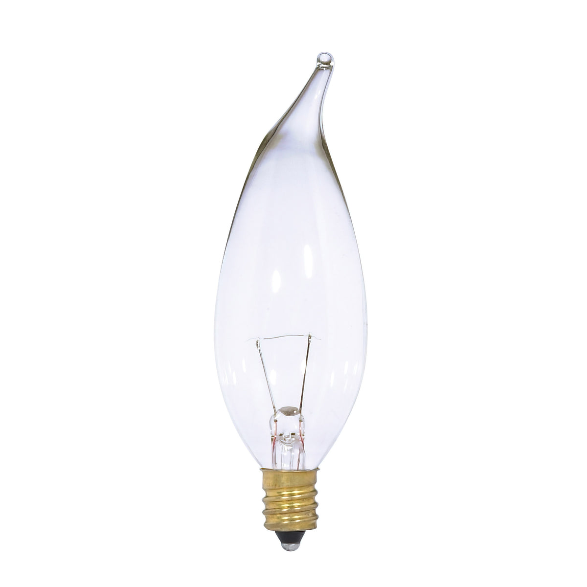 25 Watt CA10 Incandescent - Clear - 1500 Average rated hours - 250 Lumens - Candelabra base - 12 Volt bulb or fixture view
