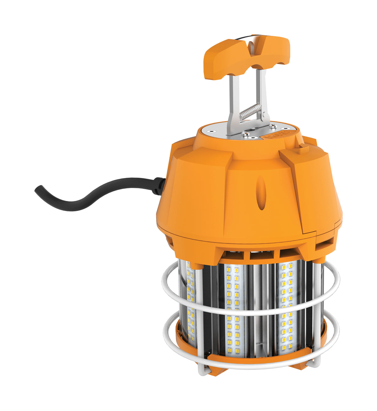 60 Watt LED Hi-Lumen temporary Hi-Bay Caged lamp - 5000K - Integrated Cord / Plug & Hook - 120 Volt lighting product
