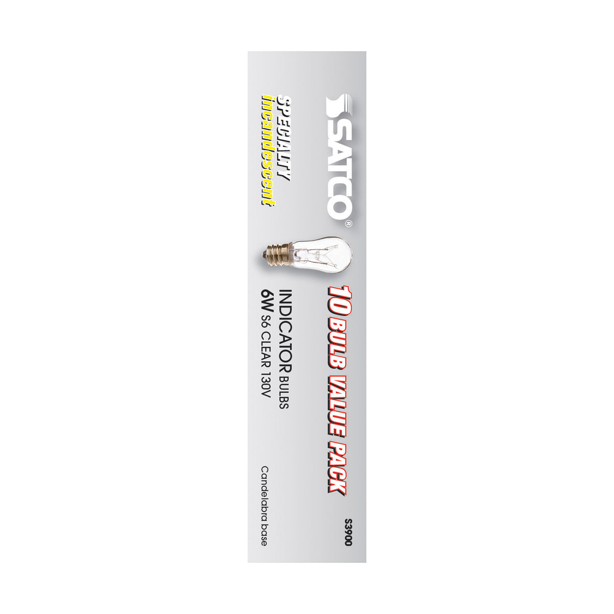 6 Watt S6 Incandescent - Clear - 2500 Average rated hours - 30 Lumens - Candelabra base - 130 Volt