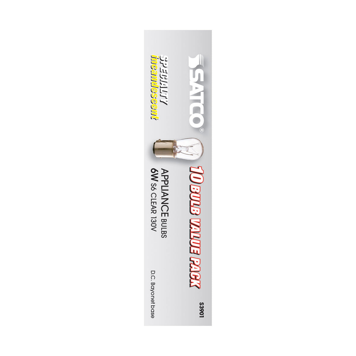 6 Watt S6 Incandescent - Clear - 2500 Average rated hours - 30 Lumens - DC Bay base - 130 Volt