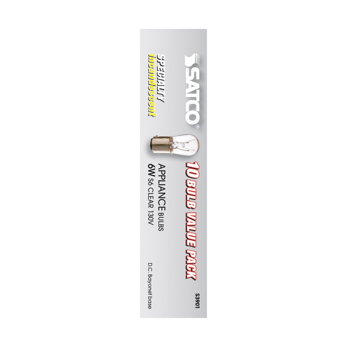 6 Watt S6 Incandescent - Clear - 2500 Average rated hours - 30 Lumens - DC Bay base - 130 Volt