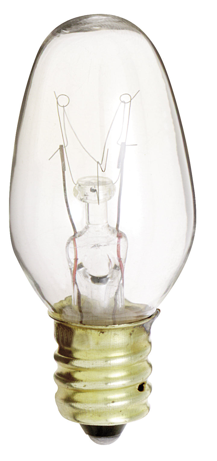 7 Watt C7 Incandescent - Clear - 2500 Average rated hours - 35 Lumens - Candelabra base - 130 Volt bulb or fixture view