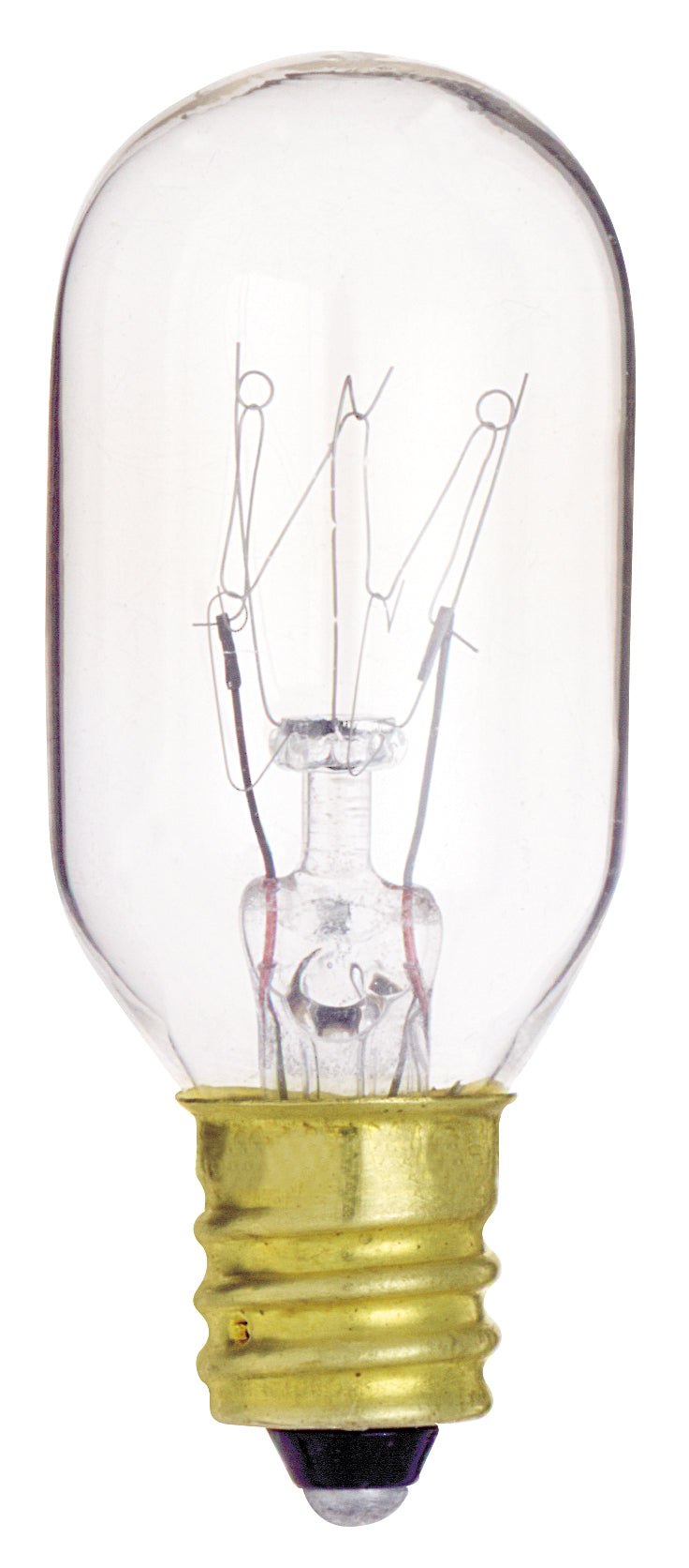 15 Watt T7 Incandescent - Clear - 2500 Average rated hours - 95 Lumens - Candelabra base - 130 Volt