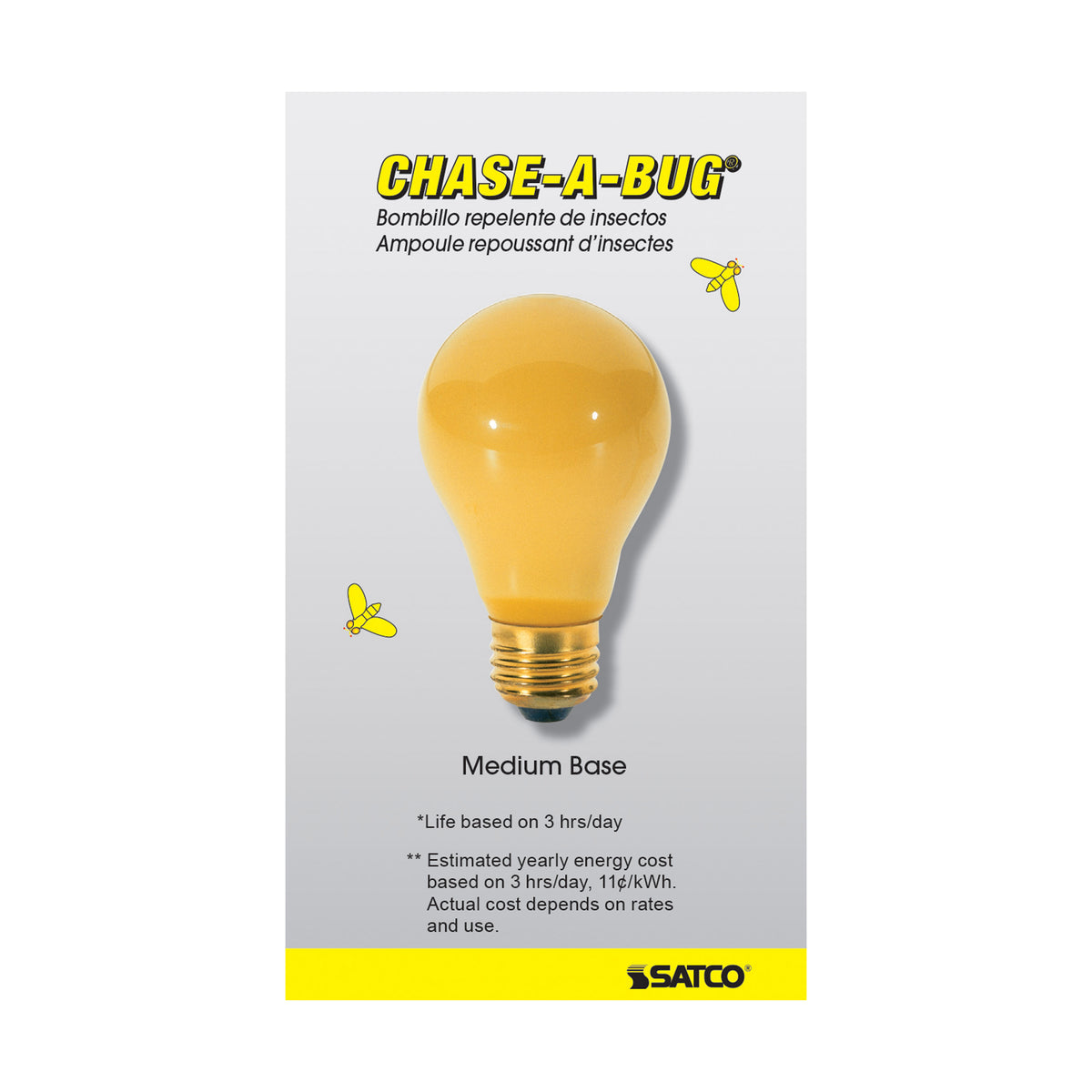 60 Watt A19 Incandescent - Yellow - 2000 Average rated hours - Medium base - 130 Volt - 2/Pack