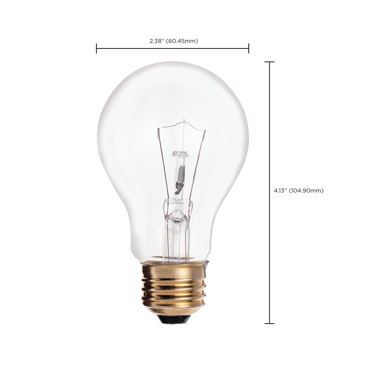 25 Watt A19 Incandescent - Clear - 2500 Average rated hours - 170 Lumens - Medium base - 130 Volt - 2/Pack