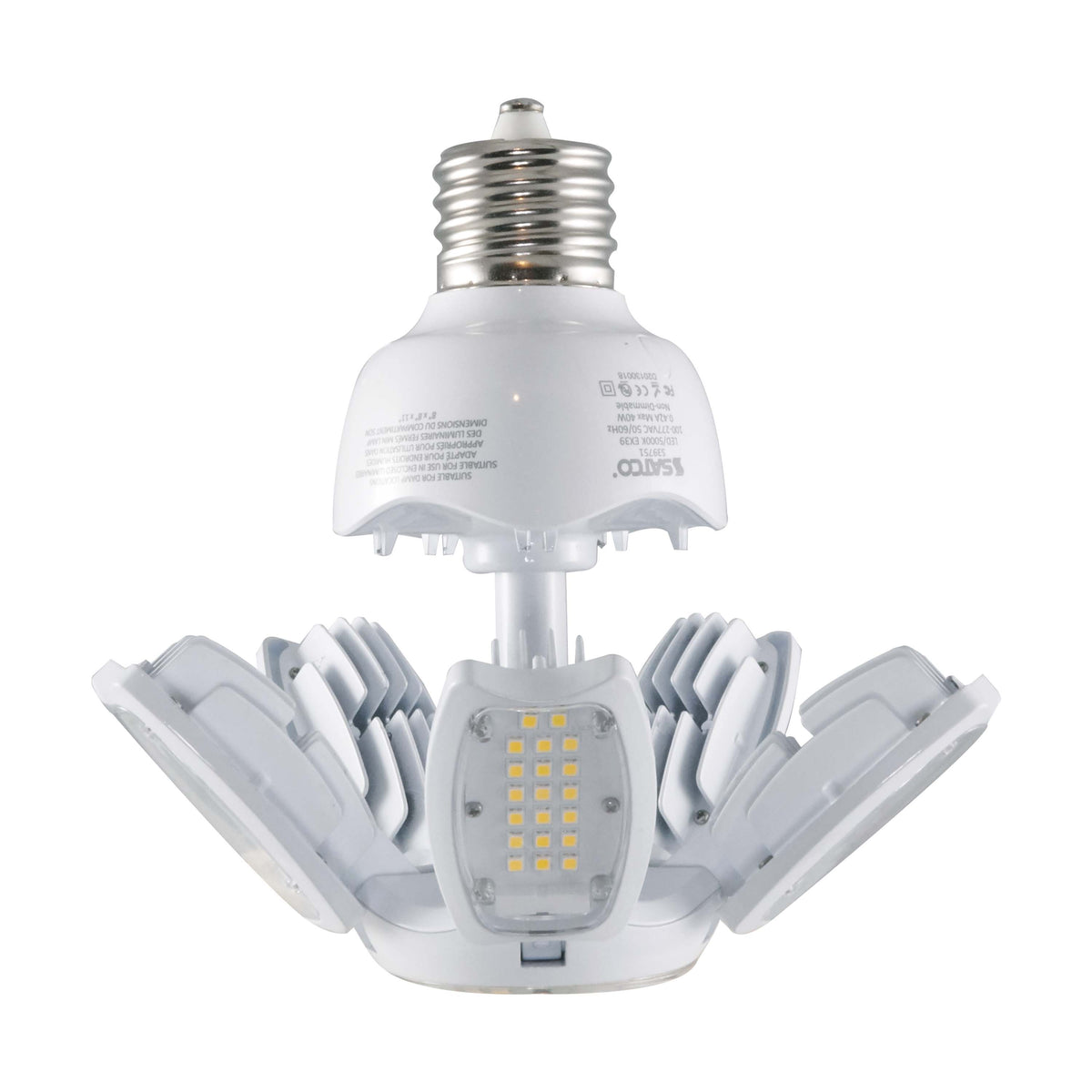 40 Watt LED HID Replacement - 5000K - Mogul extended base - Adjustable Beam Angle - Type B Ballast Bypass -120-277 Volt