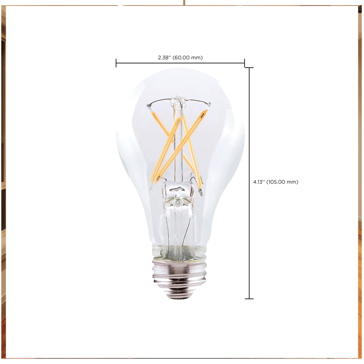 8 Watt A19 LED Filament - Clear Finish - Medium base - 2700K - 120 Volt