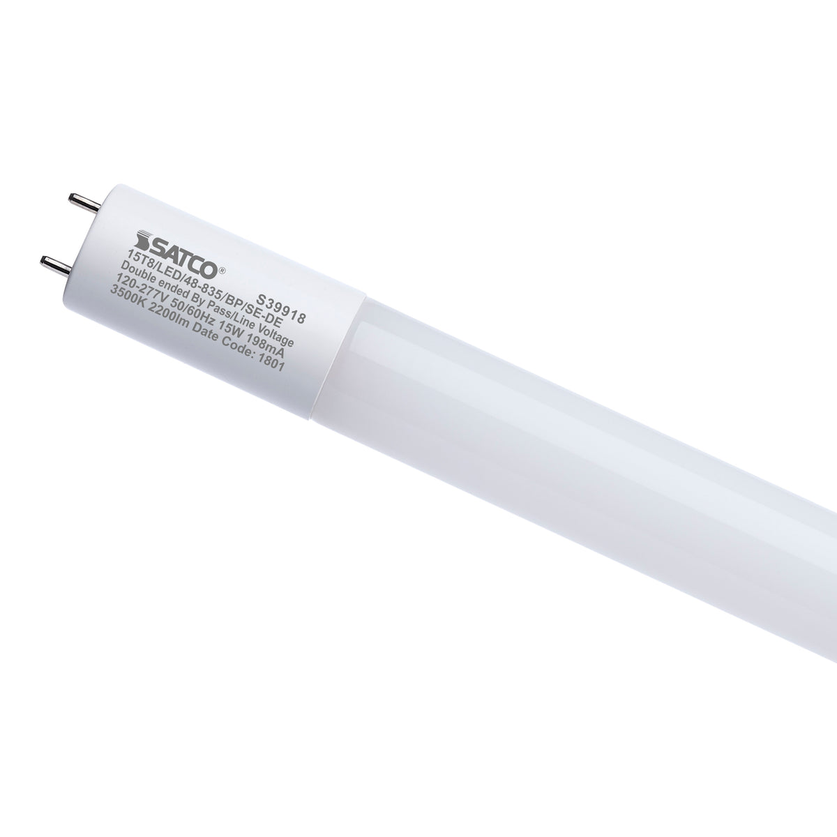 15 Watt 4 Foot T8 LED - 3500K - Medium Bi Pin Base - Ballast Bypass - Single or Double Ended Wiring - 120-277 Volt bulb or