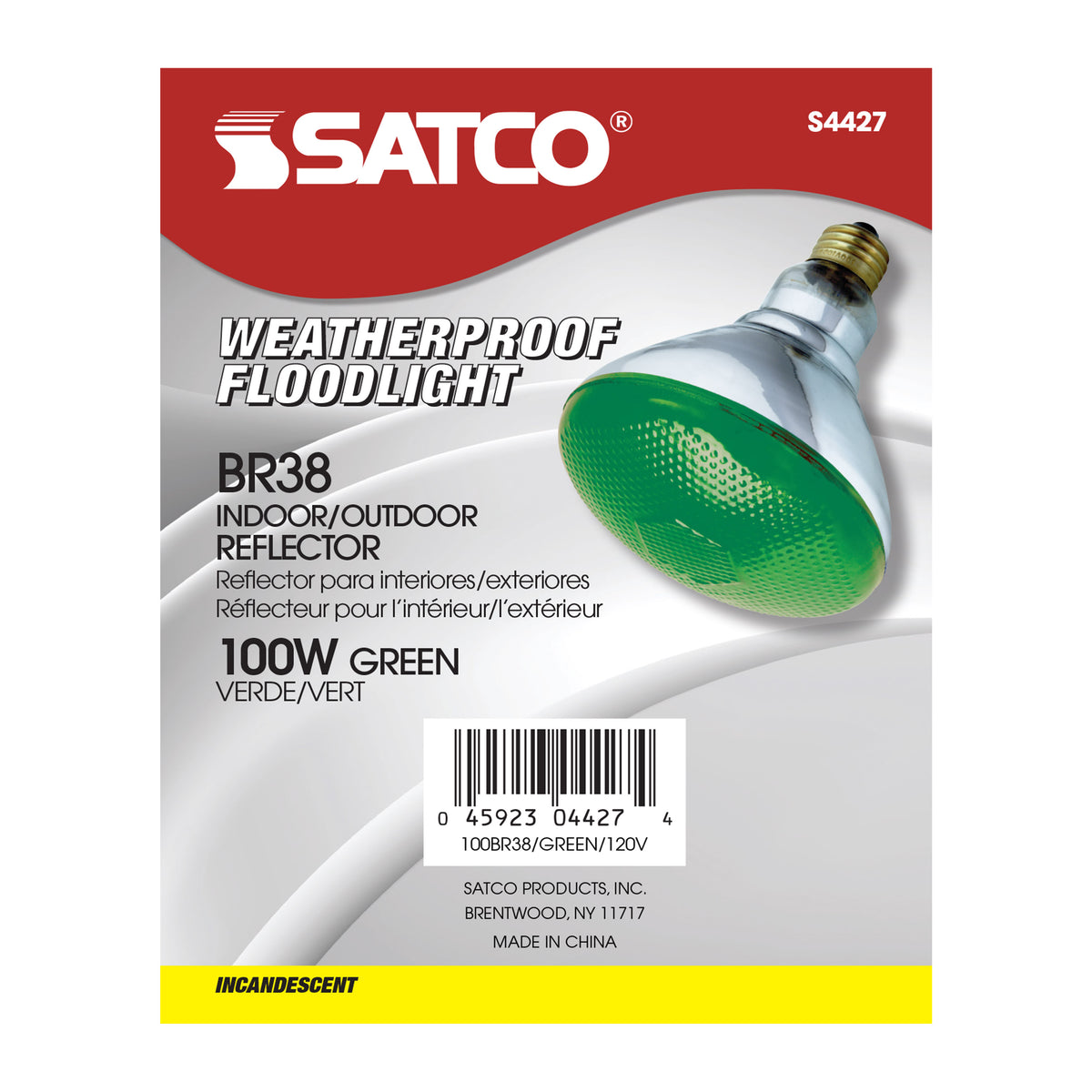 100 Watt BR38 Incandescent - Green - 2000 Average rated hours - Medium base - 120 Volt