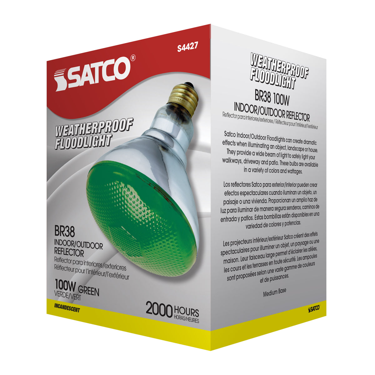 100 Watt BR38 Incandescent - Green - 2000 Average rated hours - Medium base - 120 Volt