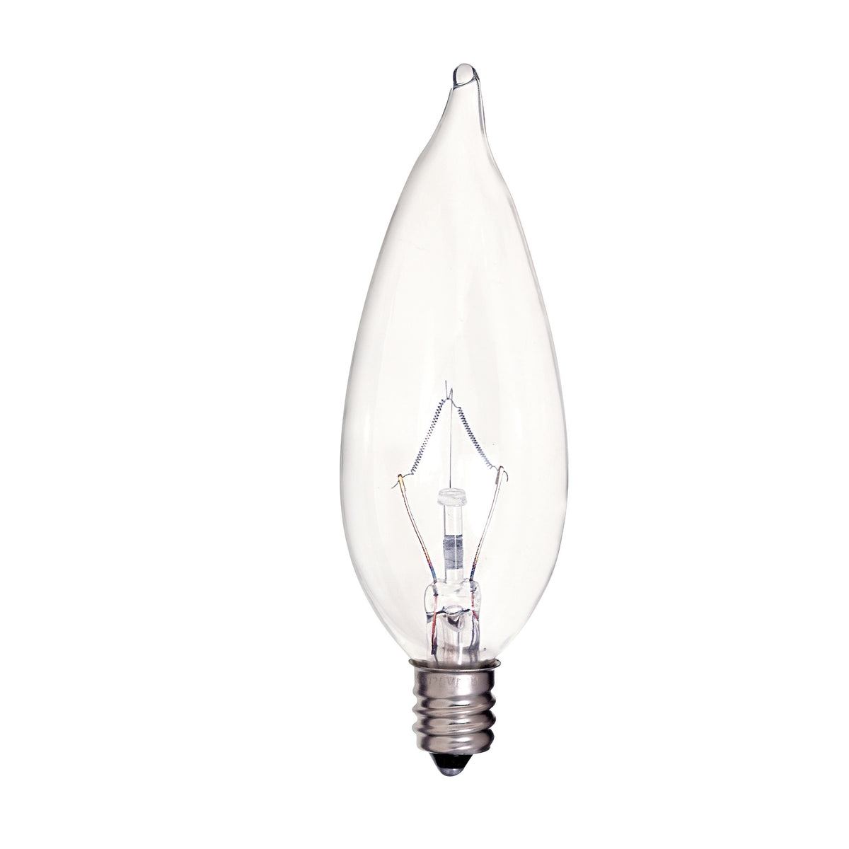 25 Watt CA9 1/2 Incandescent - Clear - 2500 Average rated hours - 212 Lumens - Candelabra base - 120 Volt for hospitality