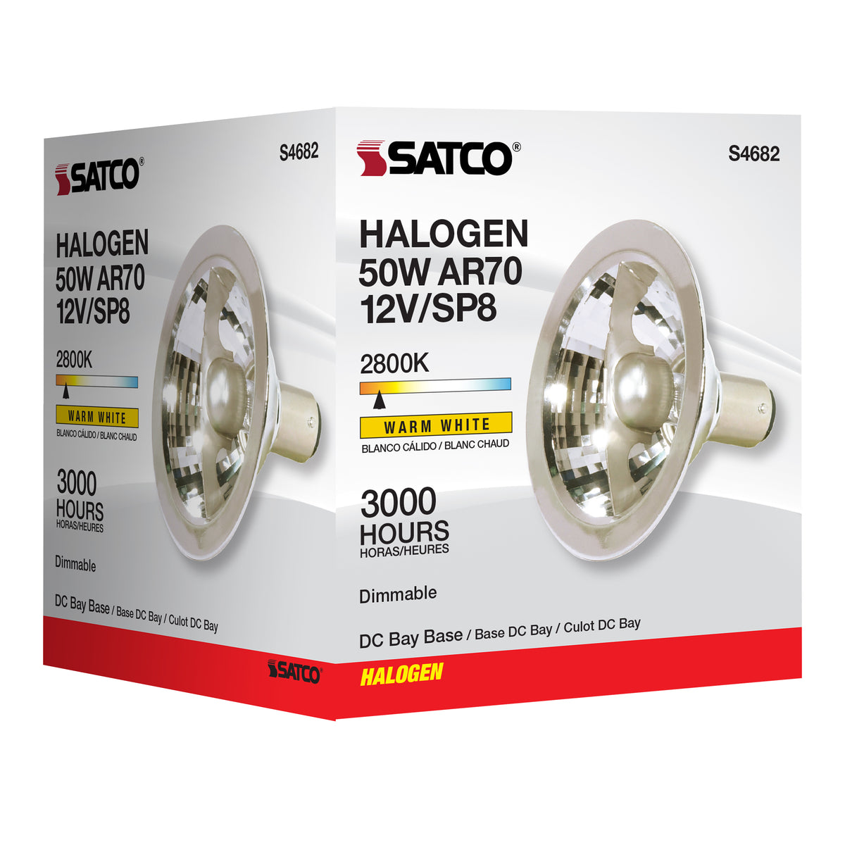 50 Watt - Halogen - AR70 - 3000 Average rated hours - DC Bay base - 12 Volt