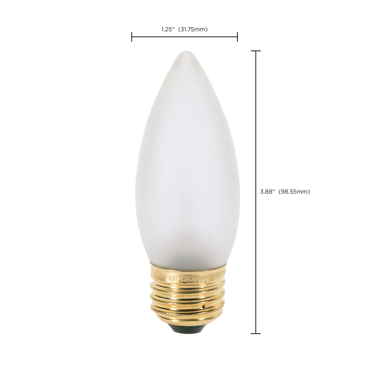 40 Watt B10 Incandescent - Frost - 2000 Average rated hours - 300 Lumens - Medium base - 120 Volt - 2-Card