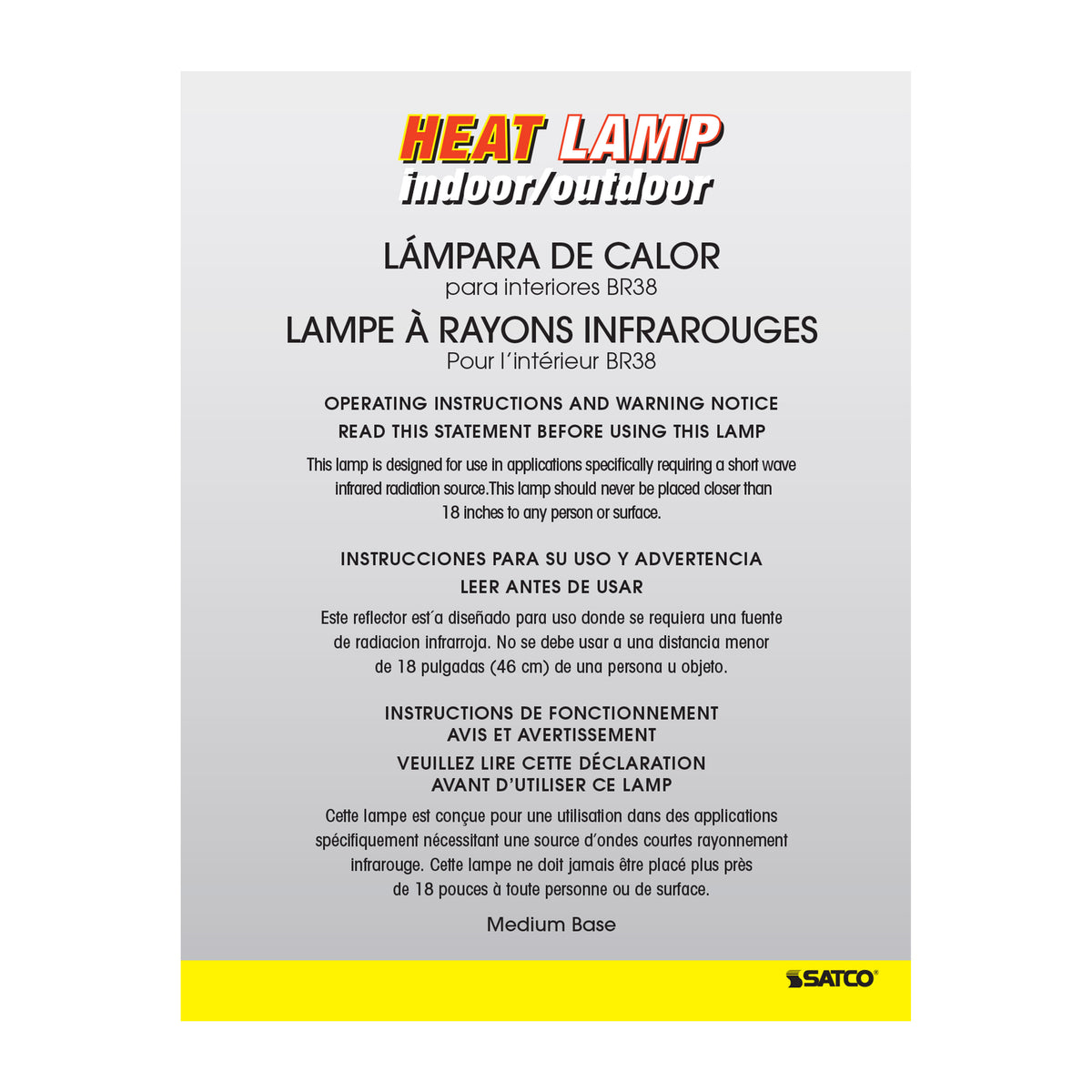 175 Watt BR38 Incandescent - Red Heat - 5000 Average rated hours - Medium base - 120 Volt