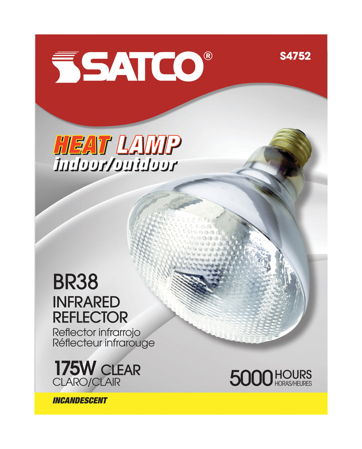 175 Watt BR38 Incandescent - Clear Heat - 5000 Average rated hours - Medium base - 120 Volt