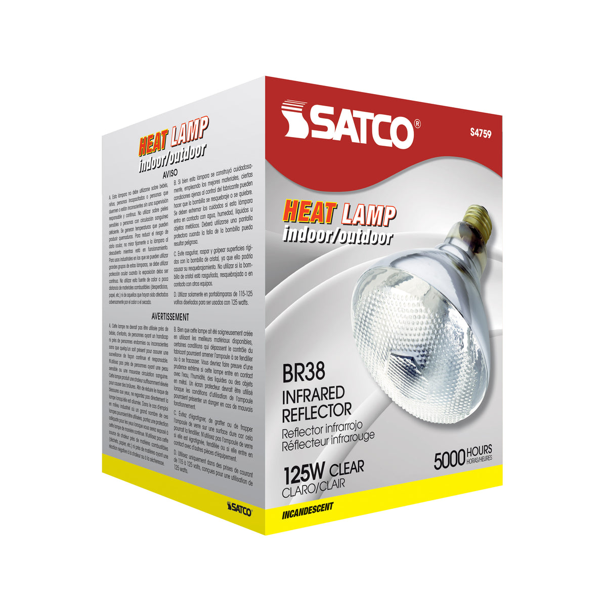 125 Watt BR38 Incandescent - Clear Heat - Medium Base - 120 Volt