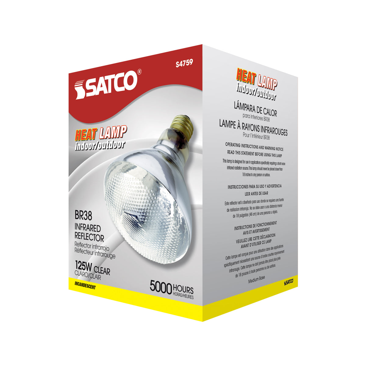 125 Watt BR38 Incandescent - Clear Heat - Medium Base - 120 Volt