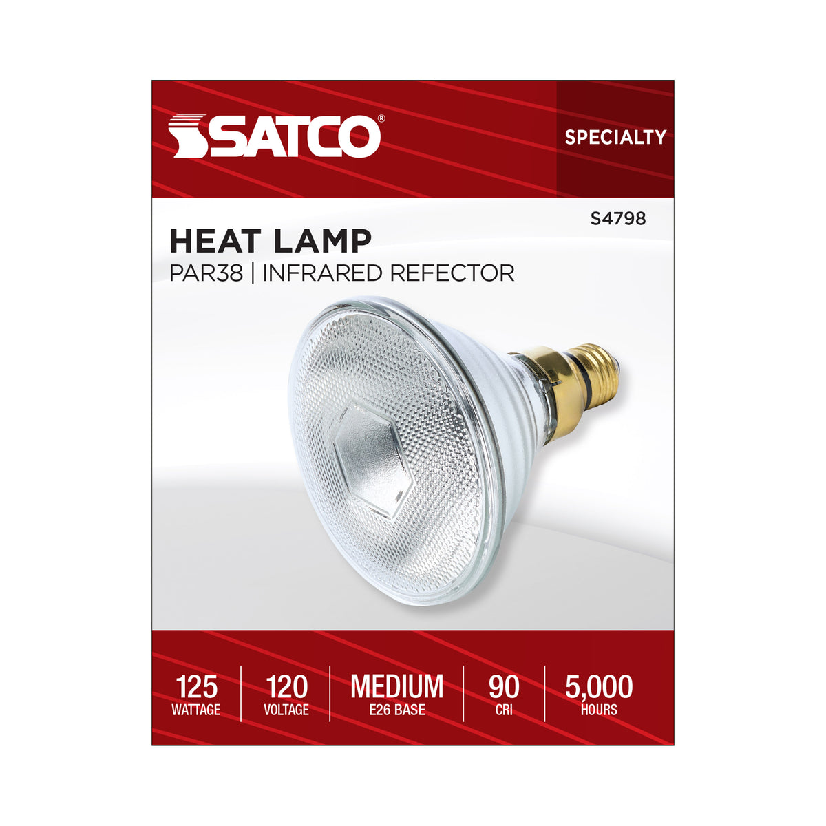 125 Watt PAR38 Incandescent - Clear Heat - Medium Base - Weatherproof - 120 Volt