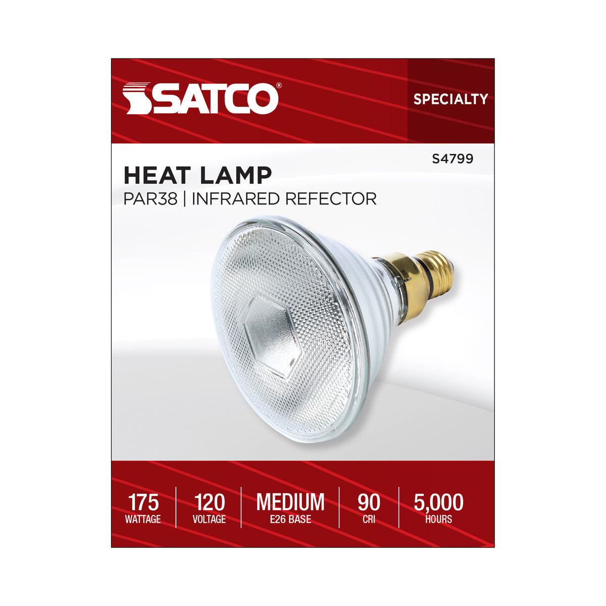 175 Watt PAR38 Incandescent - Clear Heat - Medium Base - Weatherproof - 120 Volt