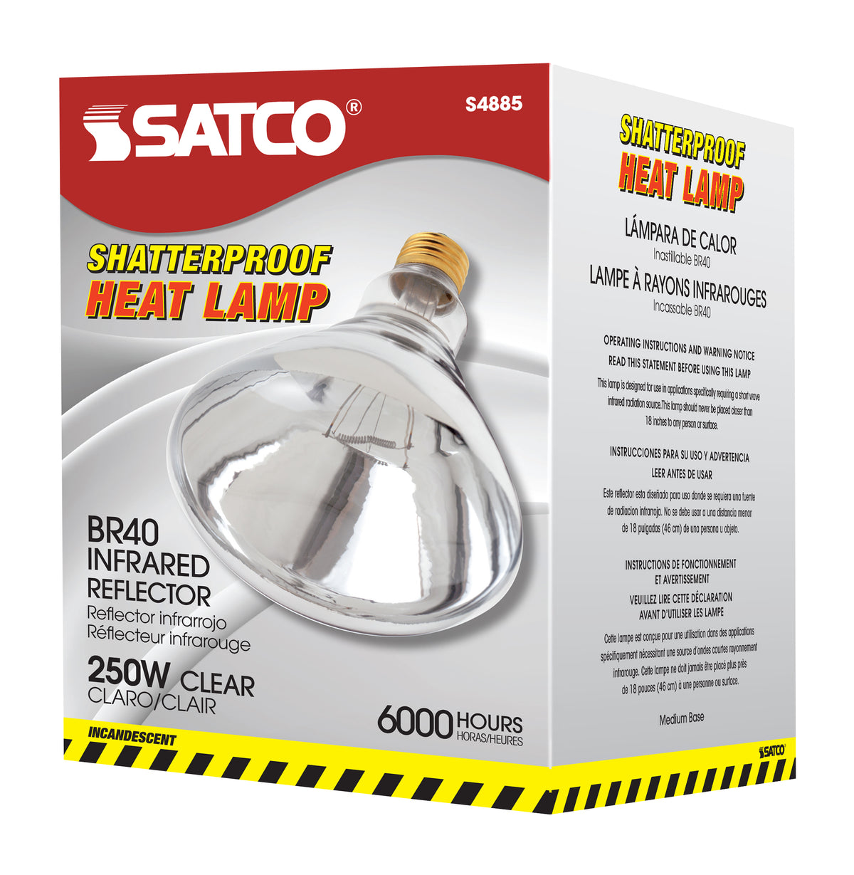 250 Watt BR40 Incandescent - Clear Heat - 6000 Average rated hours - Medium base - 120 Volt - Shatter Proof