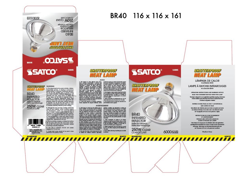 250 Watt BR40 Incandescent - Clear Heat - 6000 Average rated hours - Medium base - 120 Volt - Shatter Proof
