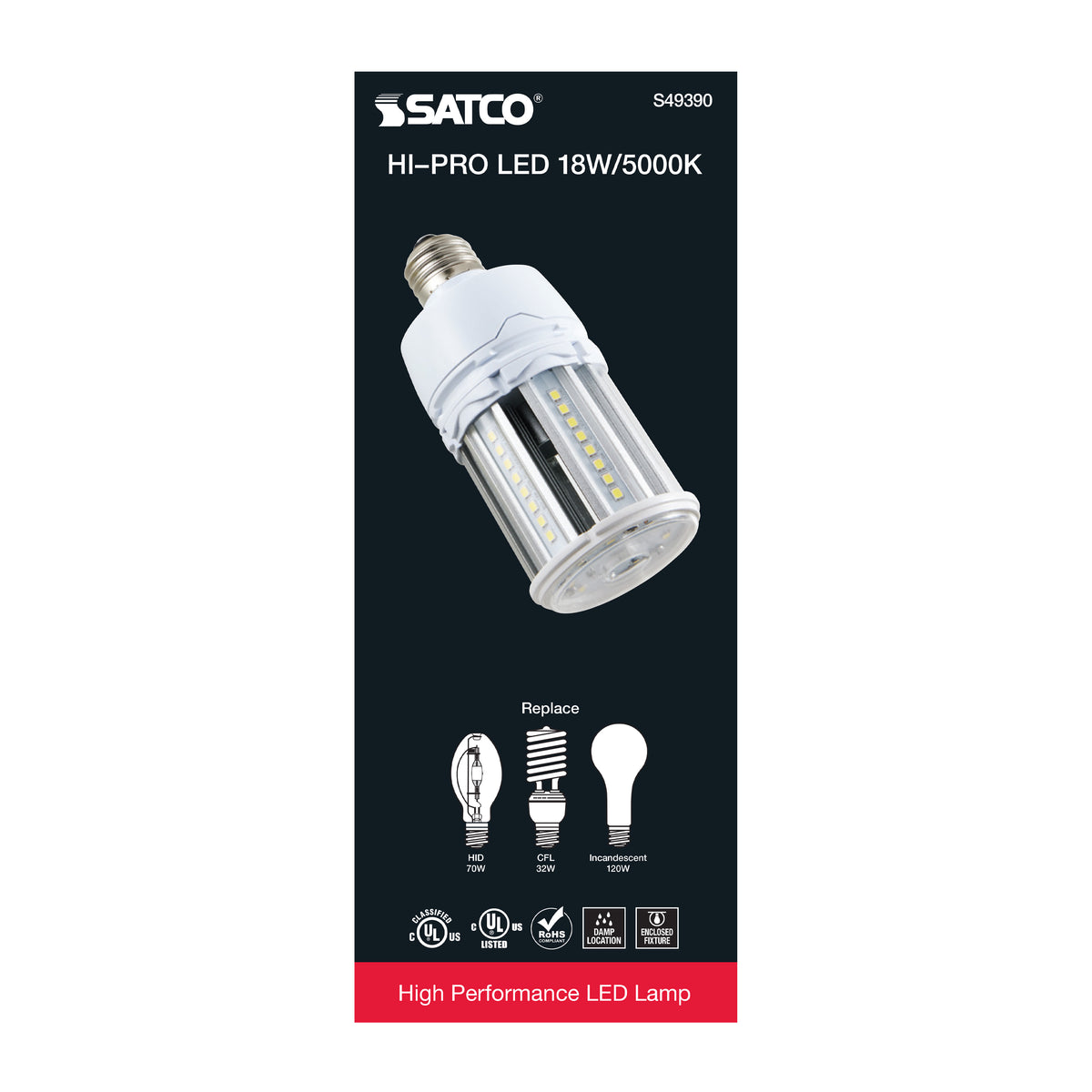 18 Watt LED HID Replacement - 80 CRI - 5000K - Type B - Ballast Bypass - Medium base - Economy Hi-Pro