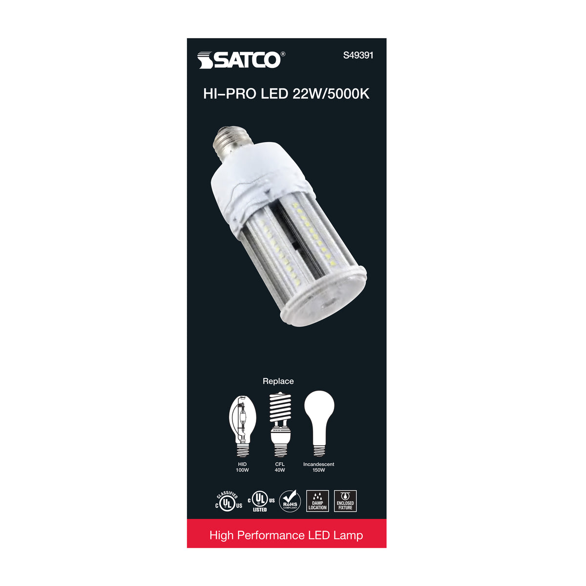 22 Watt LED HID Replacement - 80 CRI - 5000K - Type B - Ballast Bypass - Medium base - Economy Hi-Pro