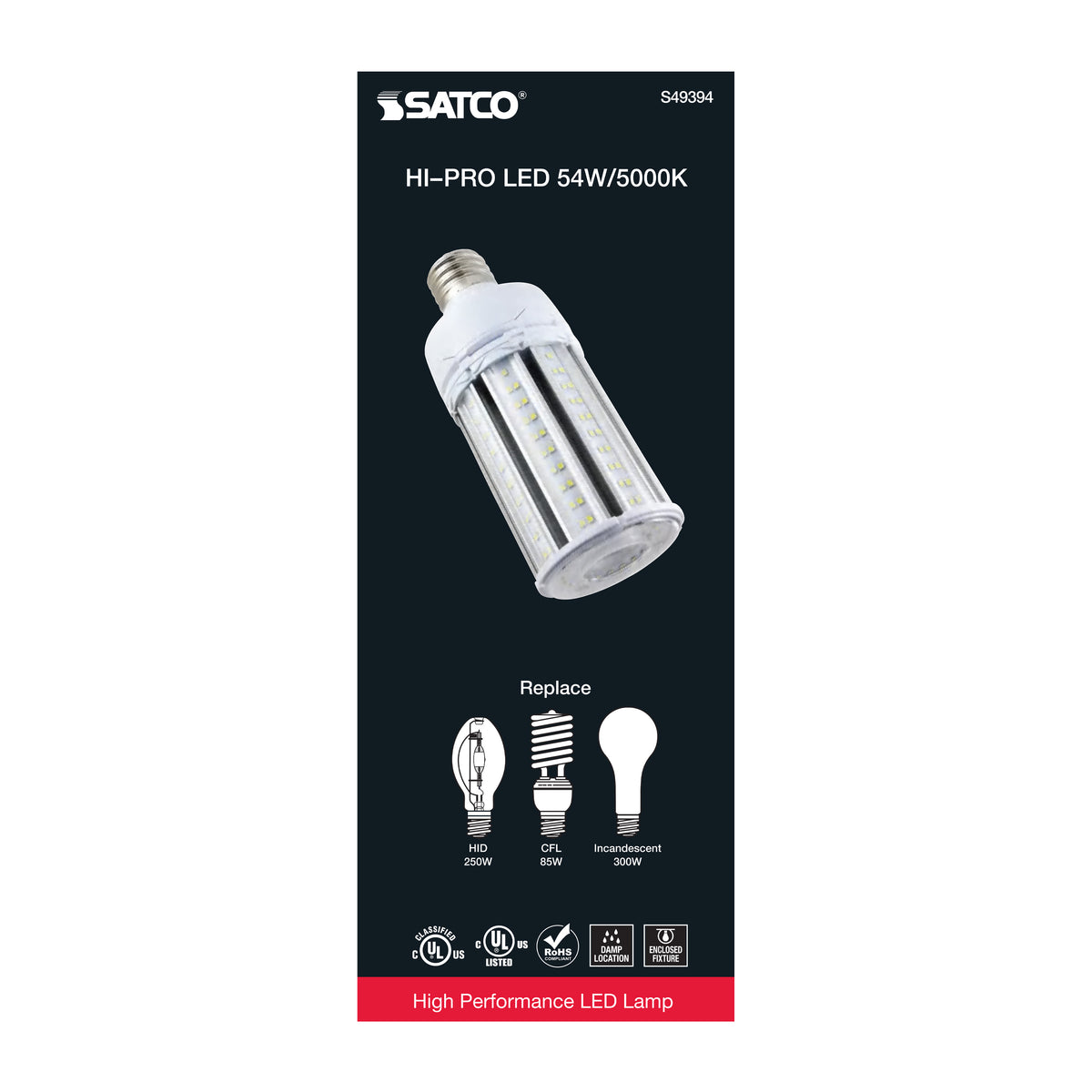 54 Watt LED HID Replacement - 5000K - Extended Mogul base - Type B Ballast Bypass - Economy Hi-Pro