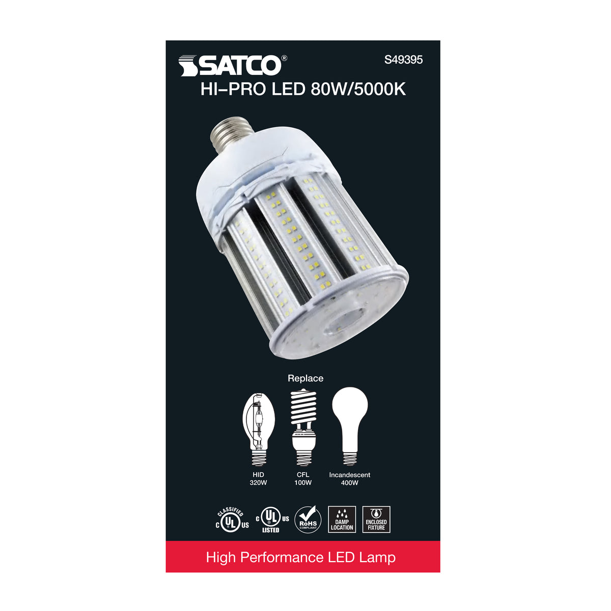 80 Watt LED HID Replacement - 5000K - Extended Mogul base - Type B Ballast Bypass - Economy Hi-Pro