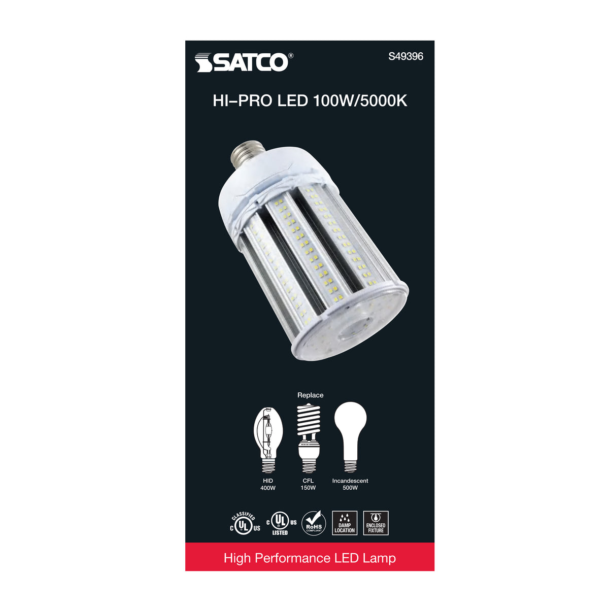 100 Watt LED HID Replacement - 5000K - Extended Mogul base - Type B Ballast Bypass - Economy Hi-Pro