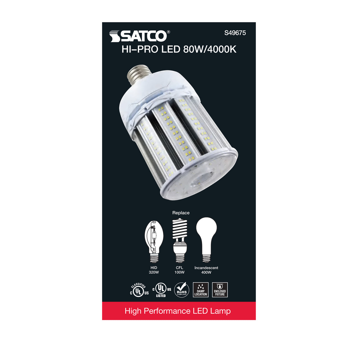80 Watt LED HID Replacement - 4000K - Extended Mogul base - Type B Ballast Bypass - Economy Hi-Pro