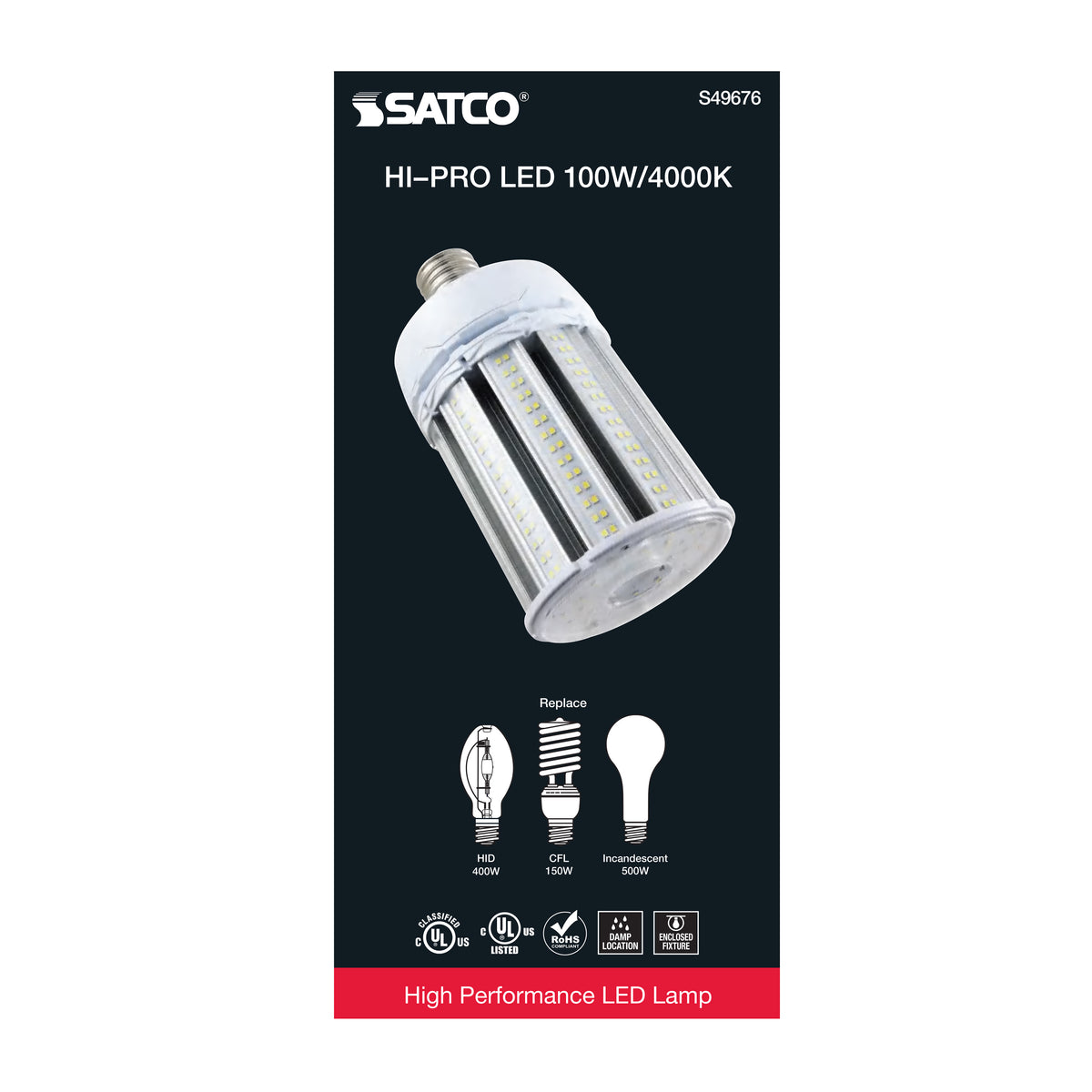 100 Watt LED HID Replacement - 4000K - Extended Mogul base - Type B Ballast Bypass - Economy Hi-Pro