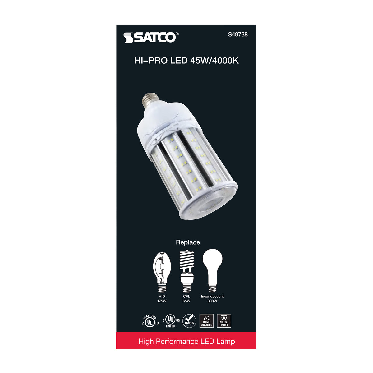 45 Watt LED HID Replacement - 80 CRI - 4000K - Type B - Ballast Bypass - Medium base - Economy Hi-Pro