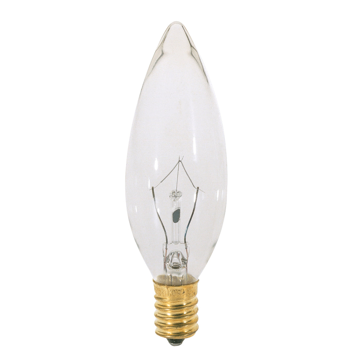 7.5 Watt BA9 1/2 Incandescent - Clear - 3000 Average rated hours - 37 Lumens - Candelabra base - 120 Volt lighting product