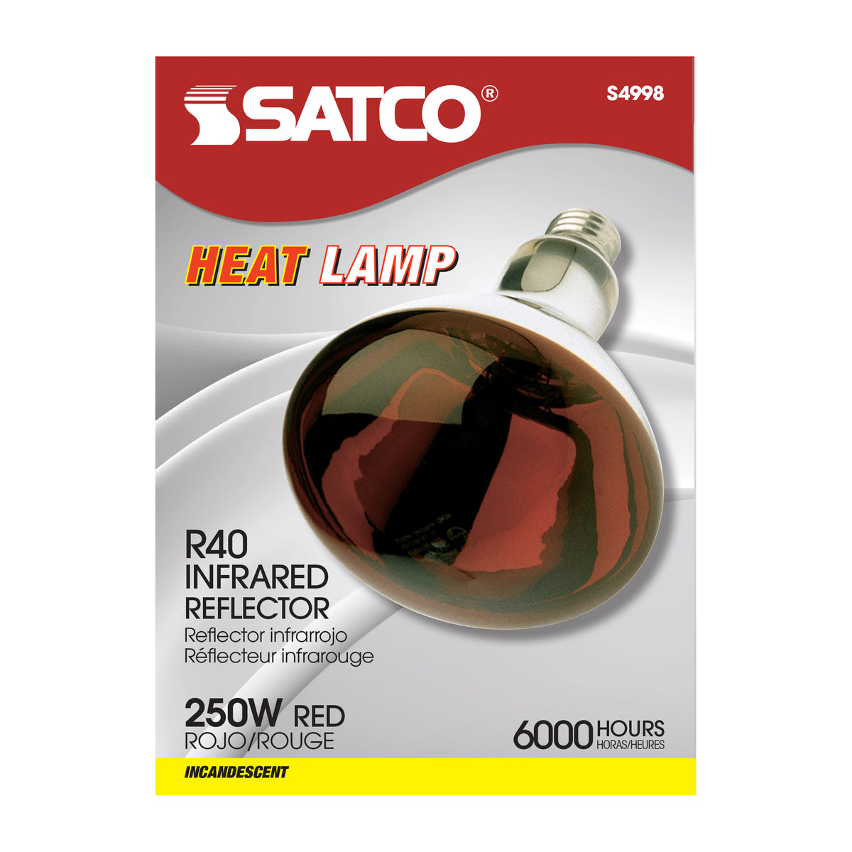 250 Watt R40 Incandescent - Red Heat - 6000 Average rated hours - Medium base - 120 Volt